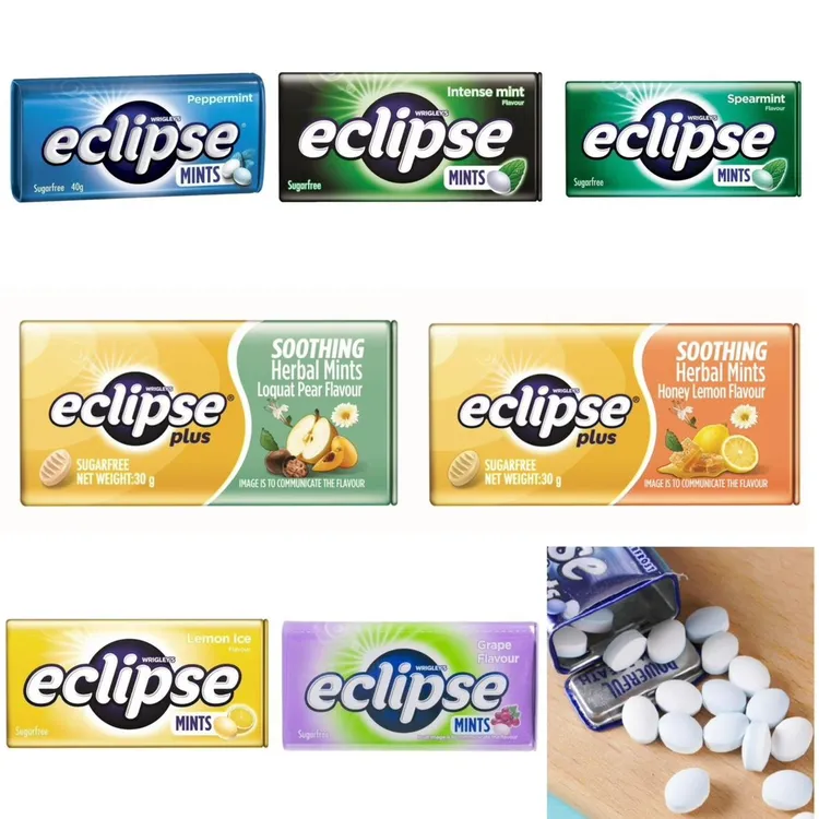 边佑锡同款刘亦菲香港进口Eclipse易极无糖薄荷糖劲莓果零食34g