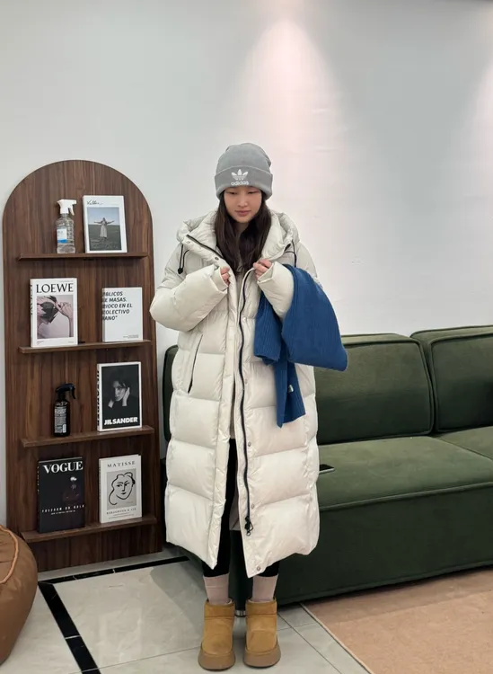 【冬日云朵】羽绒服连帽加厚中长款过膝保暖冬季气质防风白鸭绒
