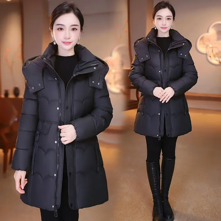 冬季新款中长款羽绒棉服时尚宽松显瘦加厚保暖高端大气女装棉衣