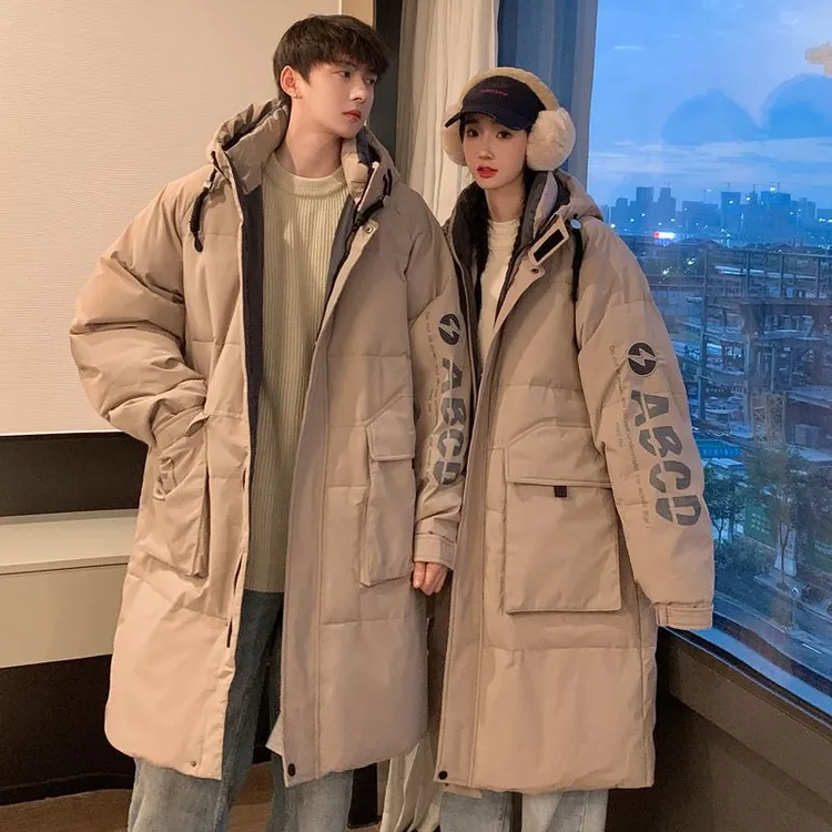 新疆包邮2025新款绒服男中长款情侣女冬季加厚宽松学生面包服工装