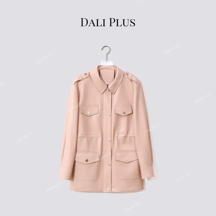 DALI PLUS“重磅100绵羊皮风衣”收腰真皮皮衣外套-D5MM2681