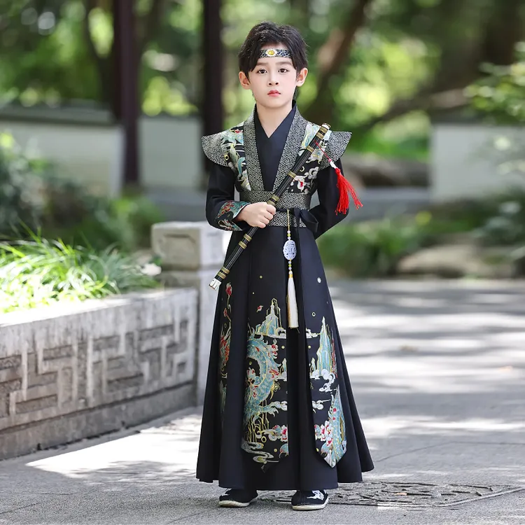 汉服男孩服装儿童演出服套装秋季宝宝男童中式民族风帅气汉服国风