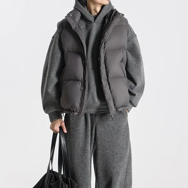 冬季超大码300斤零重力感保暖立领羽绒马甲男女情侣蓬松坎肩外套2