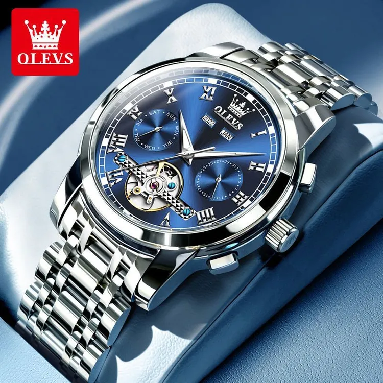 瑞士认证欧利时手表全自动机械表男新款时尚镂空飞轮防水品牌男表