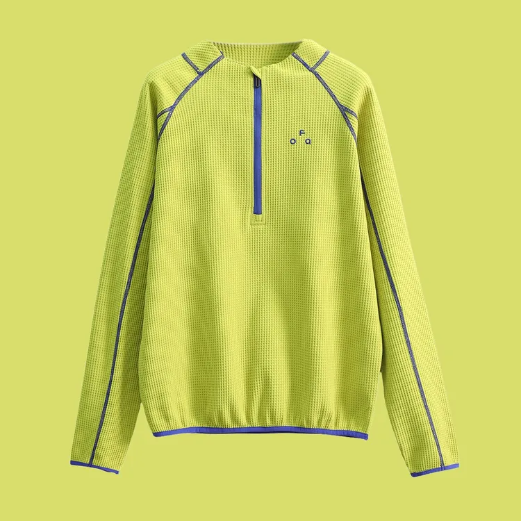 云感轻柔四面弹华夫格立领半拉链户外机能男女通用长袖速干T恤