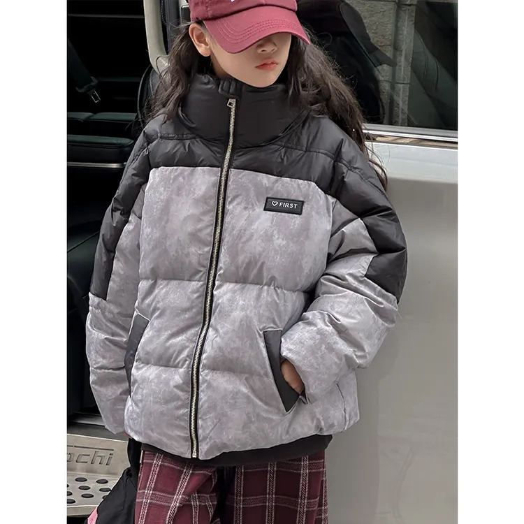 K27351孙小美做旧脏染女童羽绒服女大童加厚外套保暖