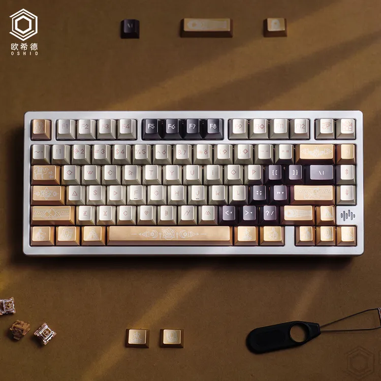 埃及金属漆键帽创意复古高颜值个性键盘沙金配色