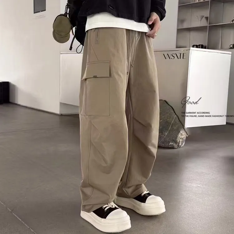 春秋运动长裤子男宽松大码休闲加肥胖哈伦直筒阔腿工装夏冬冲锋薄