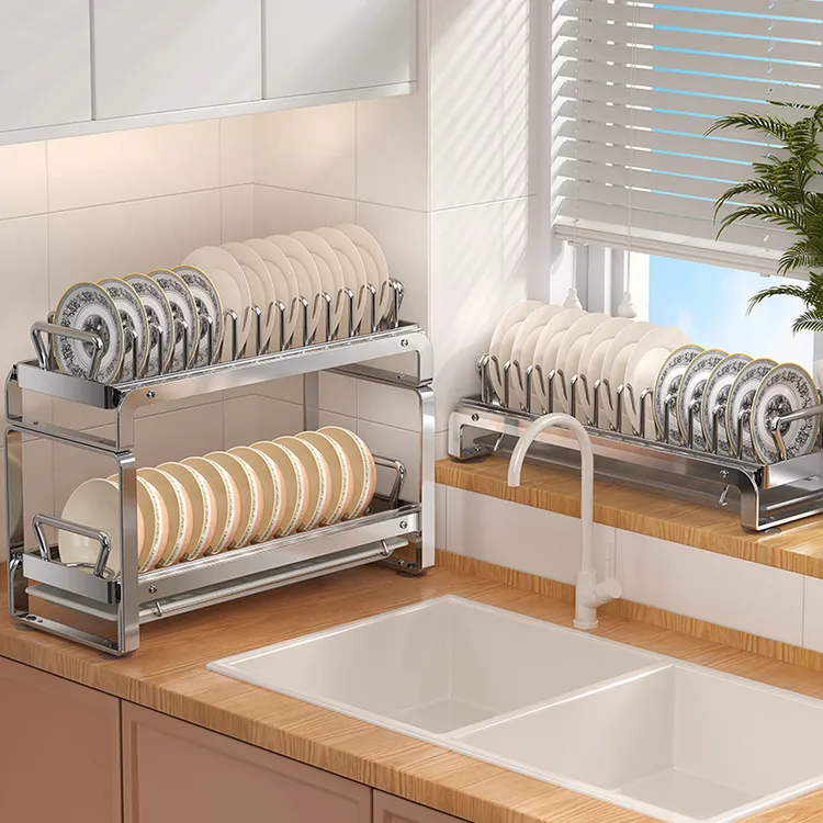 碗碟收纳架不锈钢沥水碗盘架厨房置物架放碗沥碗架碗筷盘子收纳架
