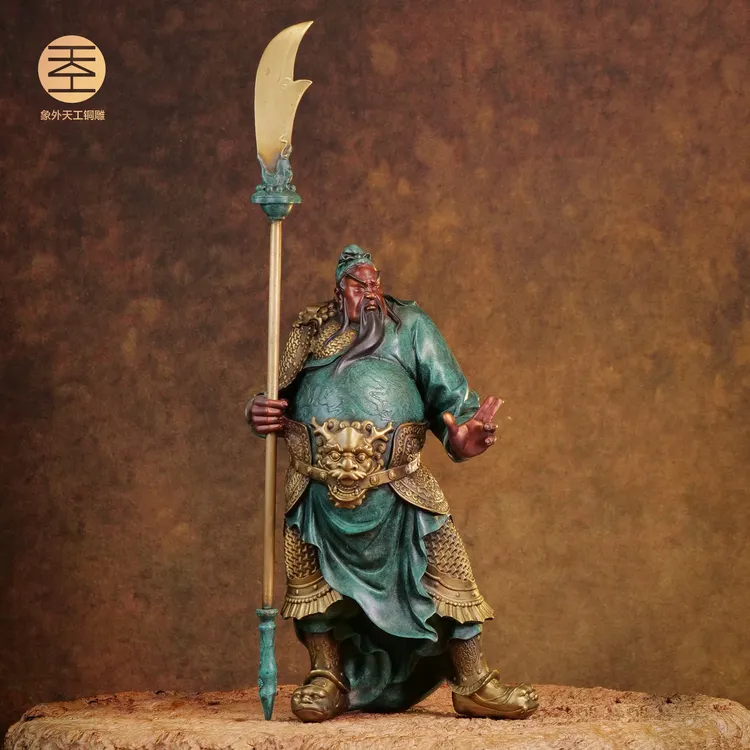 象外天工【国潮】浩然正气立刀关公全铜艺术家原创雕塑玄关55cm