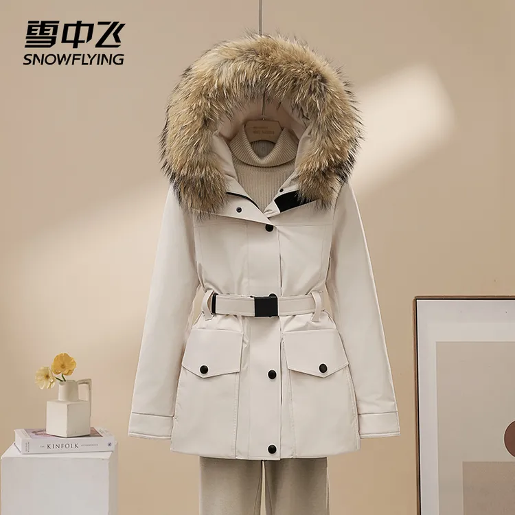 雪中飞2025新款羽绒服秋冬工装派克服上衣冬季宽松加厚大毛领外套