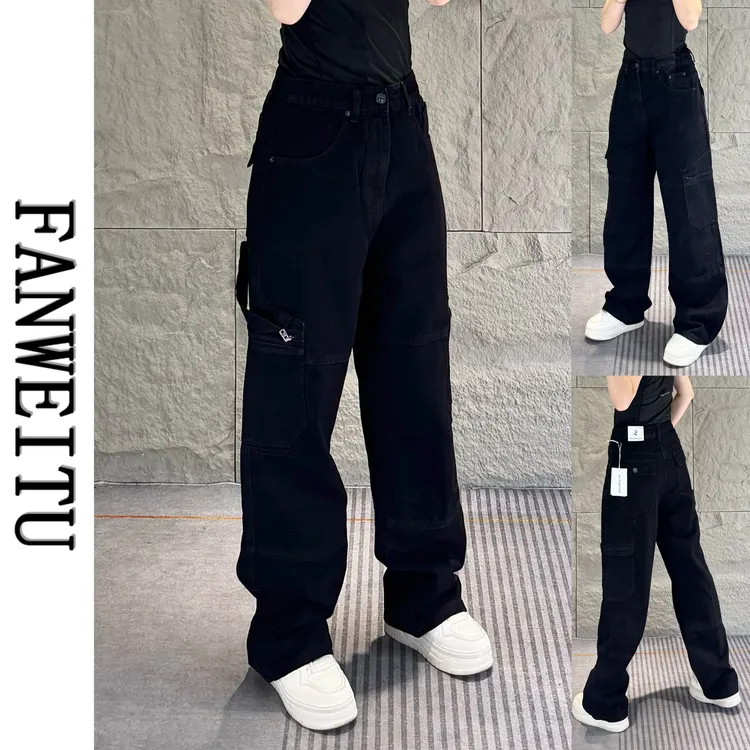 K11秋冬男士水洗棉美式痞帅工装宽松牛仔裤潮流高街复古牛仔裤