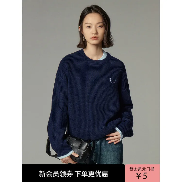 【年终狂欢购】初语仿羊绒假两件秋冬毛衣2025百搭新时尚毛衫针织衫