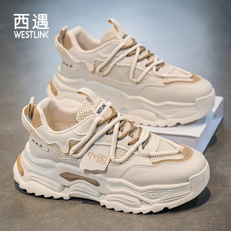 Westlink/西遇运动鞋男款百搭时尚厚底增高日常通勤男鞋休闲鞋