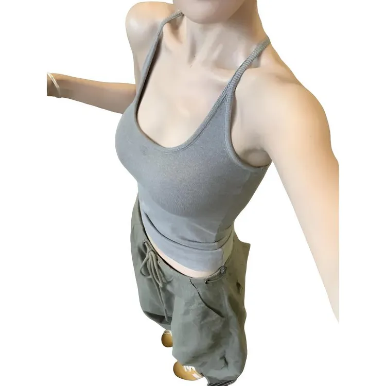 挂脖吊带背心女带胸垫纯欲风性感辣妹收腰显瘦外穿内搭工字背上衣