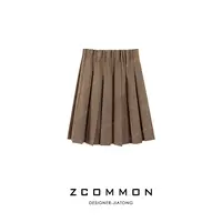 Z common复古格纹百褶裙压褶格子半身裙学院风减龄半裙 2508053
