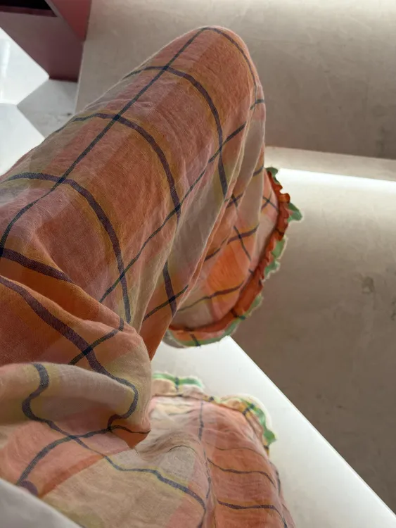 【DMXJ大梦想家】韩版甜美条纹撞色睡裤女夏季新款舒适家居直筒长裤