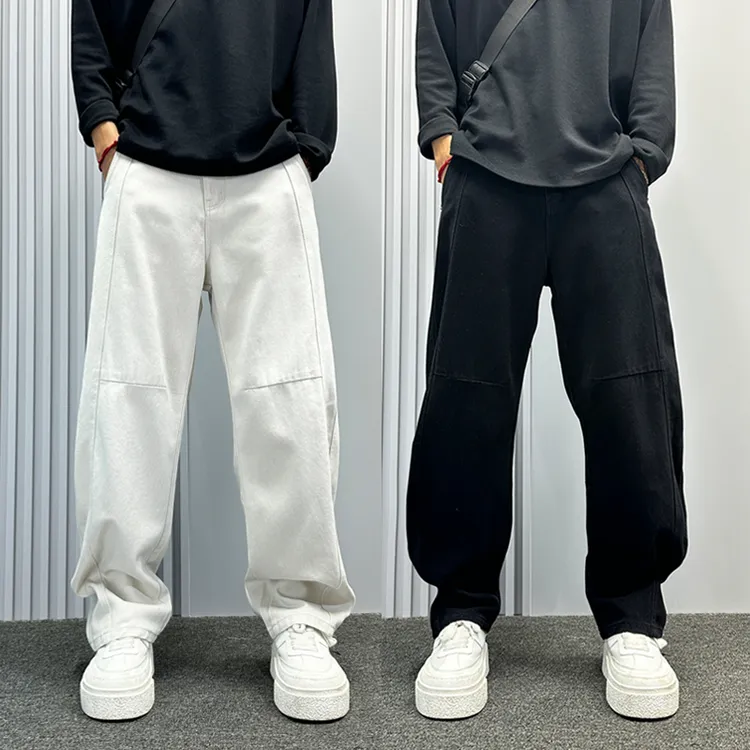 美式潮牌春秋新款宽松阔腿牛仔裤男款痞帅高街复古直筒休闲长裤子