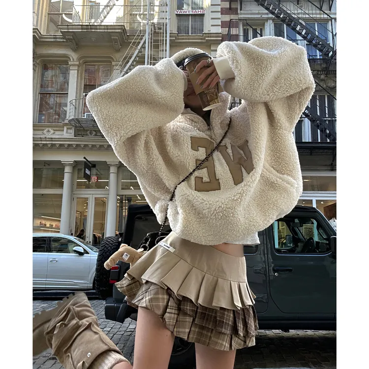 韩好甜WARDEN EDGE 卡其色格子半身裙女小个子拼接低腰百褶裙短裙