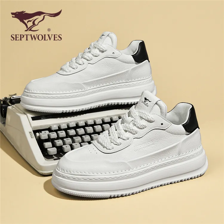 七匹狼男鞋秋冬小白鞋男士休闲板鞋百搭厚底潮鞋男时尚白色休闲鞋