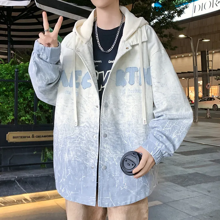 秋季新款高品质青少年男生可脱卸帽夹克学院风宽松舒适百搭款外套