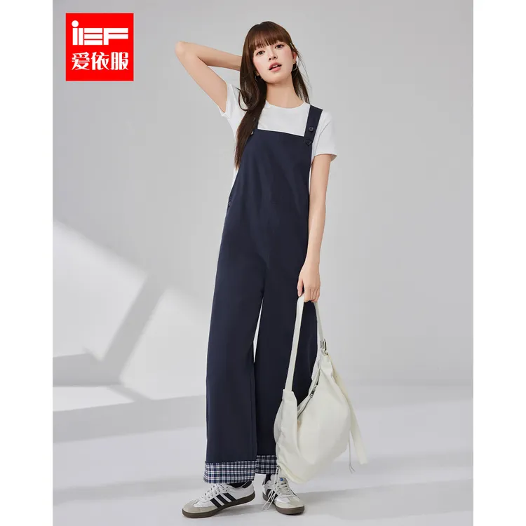 IEF/爱依服2025夏季新款韩版时尚休闲慵懒风宽松百搭背带裤套装