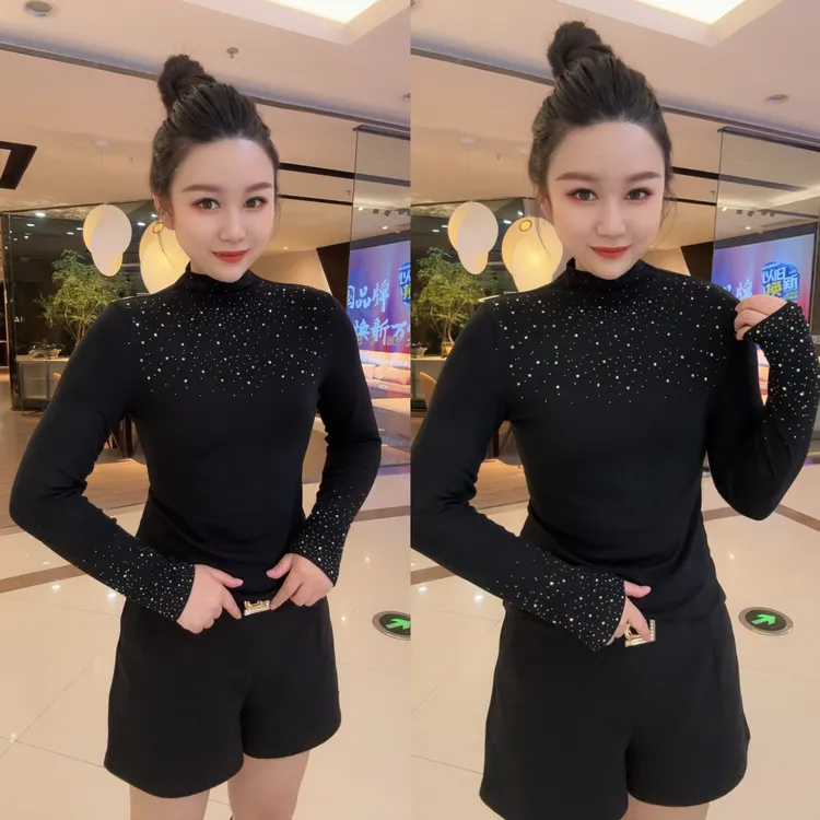 慕斯绒满天星满钻打底衫