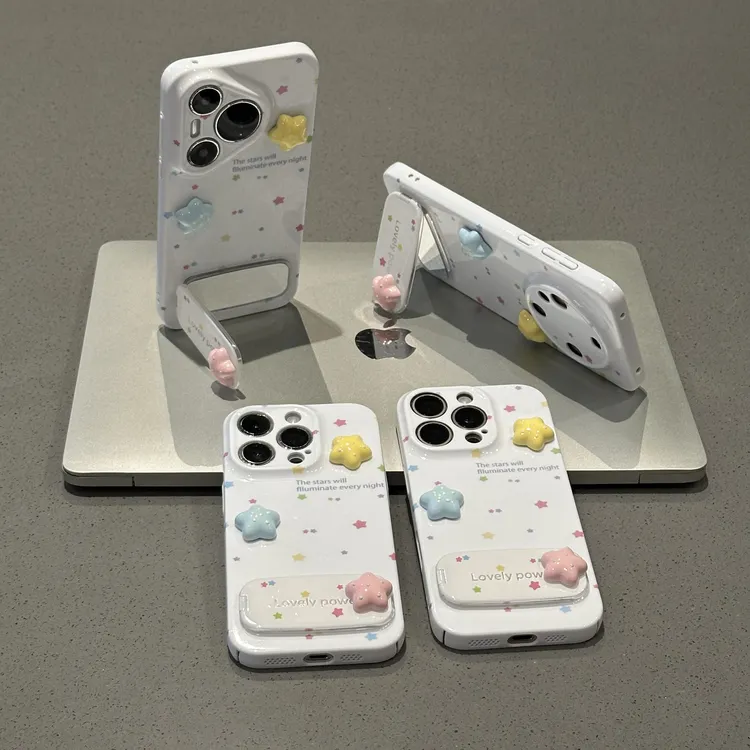 BANCA彩色立体星星支架适用苹果16/15手机壳华为P70oppo小米vivo