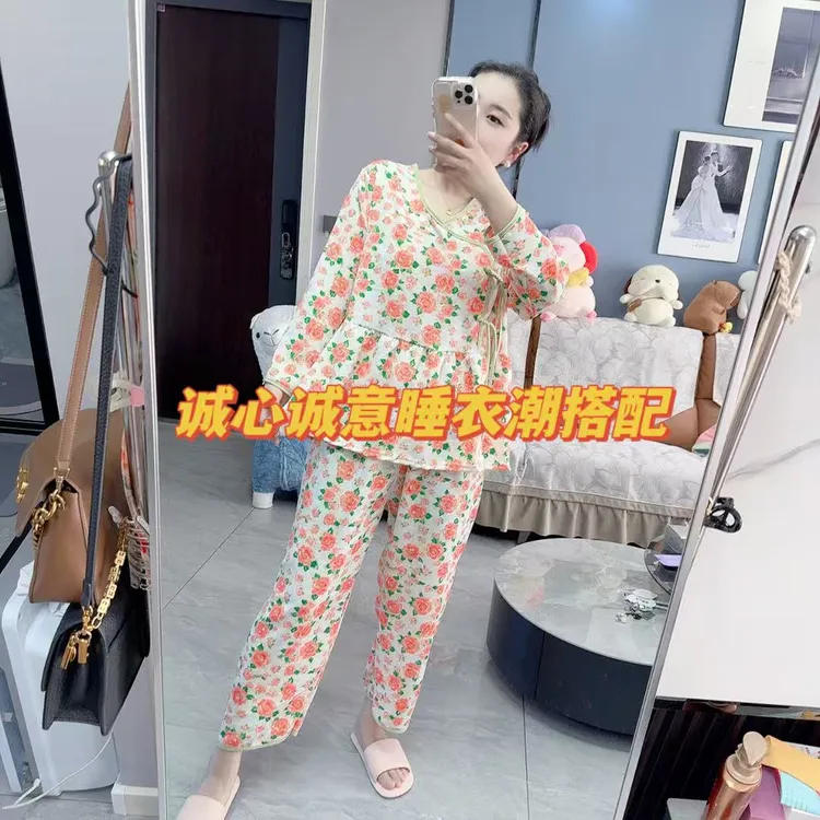 【诚心诚意】5010*国风盘扣 冰雪丝睡衣家居服套装