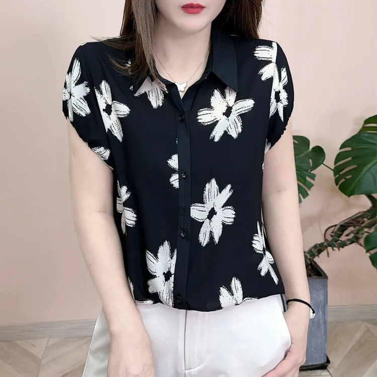 2025夏季新品时尚百搭修身显瘦休闲个性POLO领女士短袖上衣8008