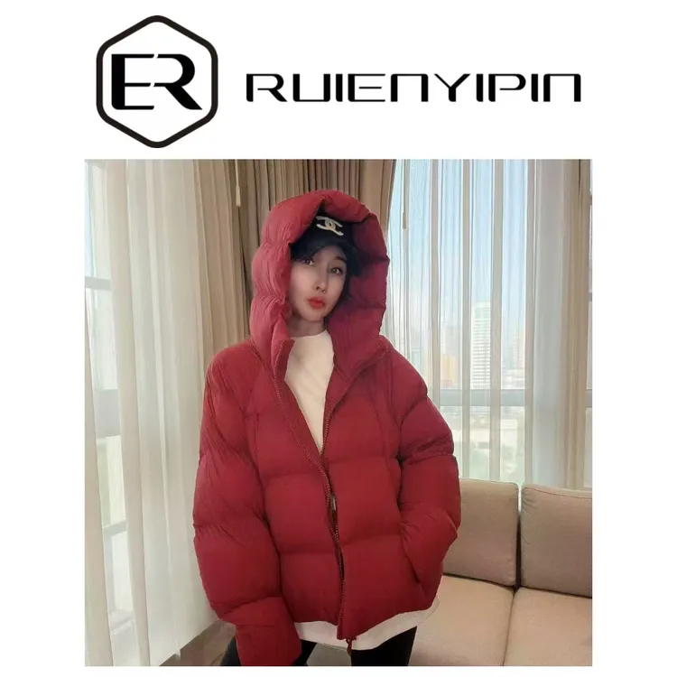 7675#【炫妈】面包羽绒服 90白鸭绒拉链款设计时尚女装休闲宽松