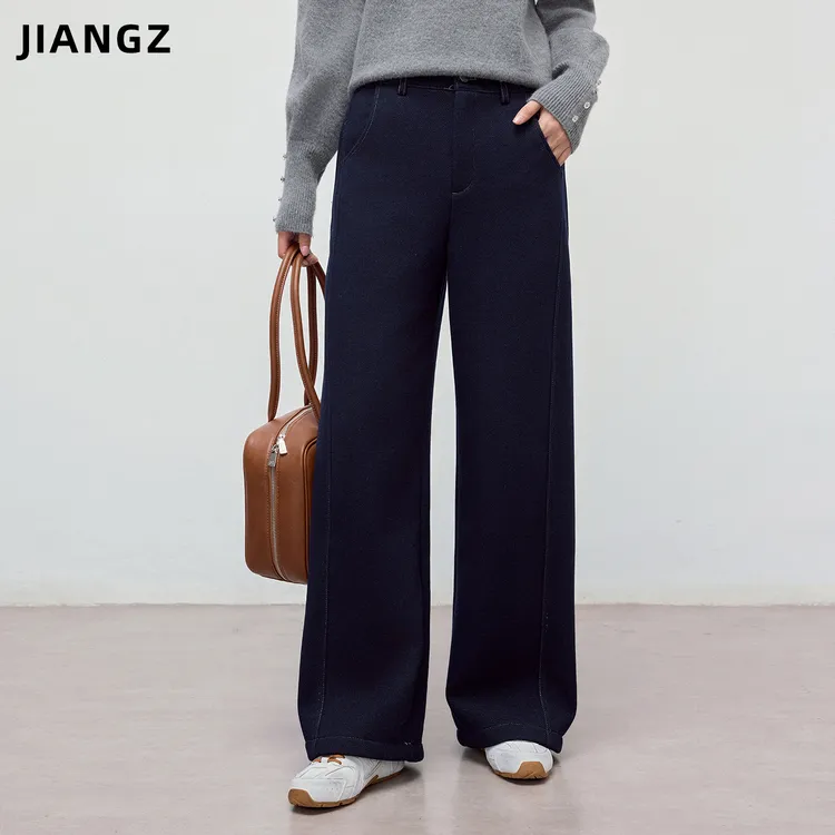 江洲【麓果】加绒加厚秋冬新款羊毛阔腿裤垂感休闲通勤风直筒西装裤
