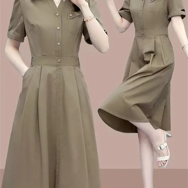 连衣裙子2023新款夏气质减龄显瘦中长款宽松大码中年妈妈装A字裙