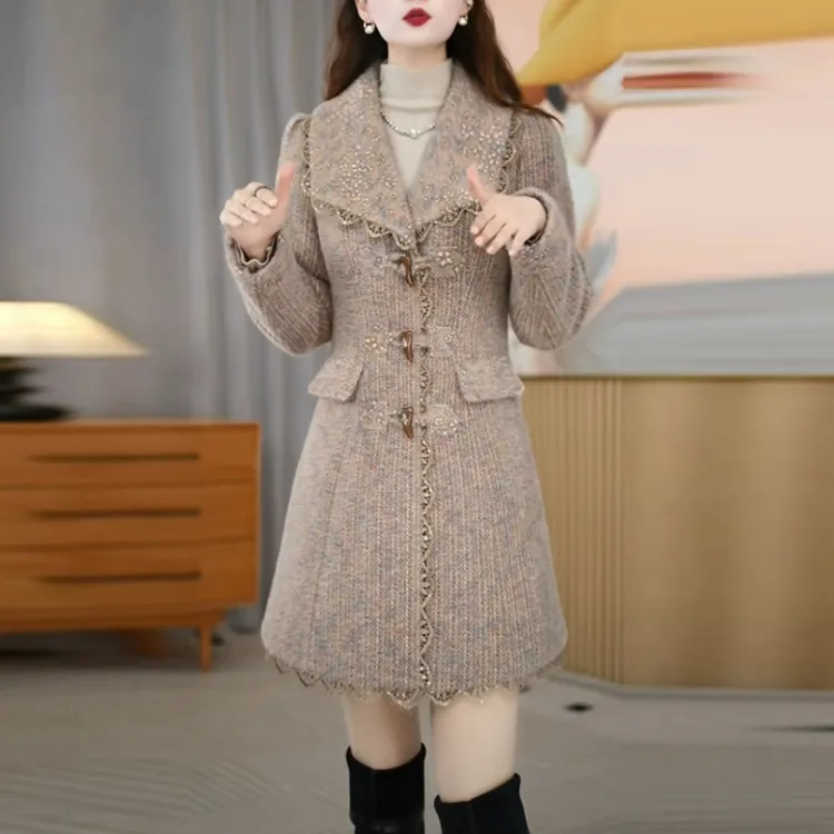 轻奢加绒加厚外套2025冬季新款高级感小香风修身显瘦气质保暖大衣