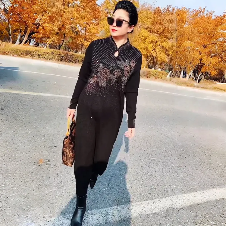 60120高品质喜婆婆婚宴装结婚秋旗袍妈妈礼服婚礼高档阔太太女装