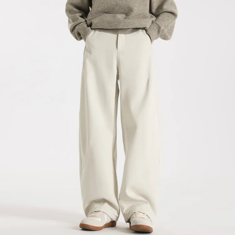 GCCDUPE77『街角暖绒』 气流纺全棉碳素磨毛廓形结构加绒直筒休闲裤