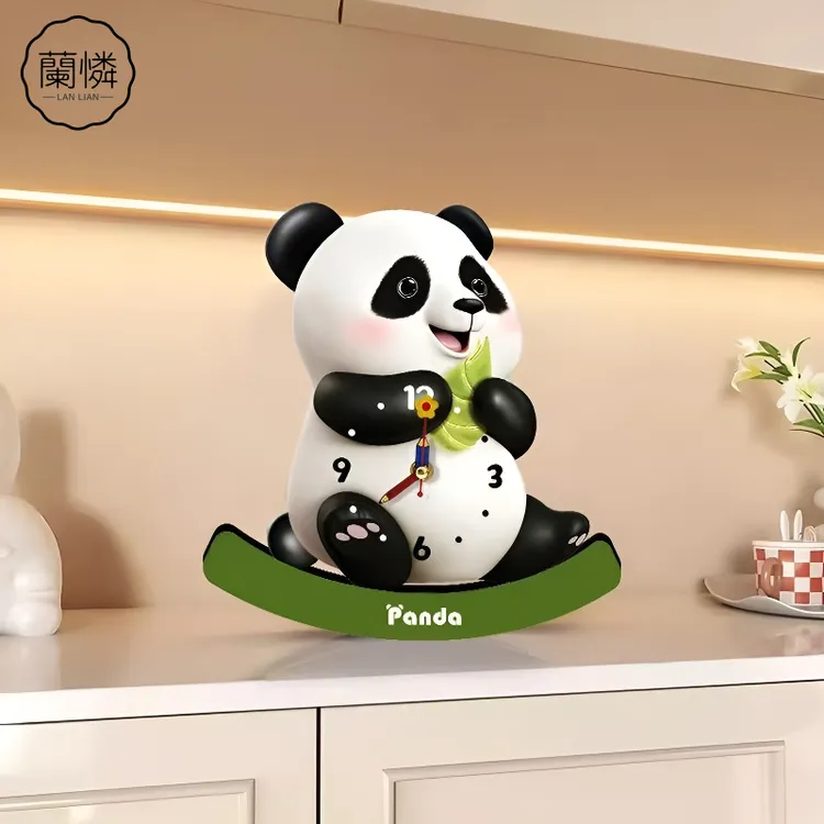 花朵时钟摆件不倒翁台式家用静音钟表奶油风桌摆米奇房子装修室内