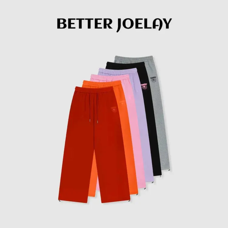 BETTER JOELAY-加绒【炽红刺绣】百搭宽松休闲裤经典通勤风KKH2382