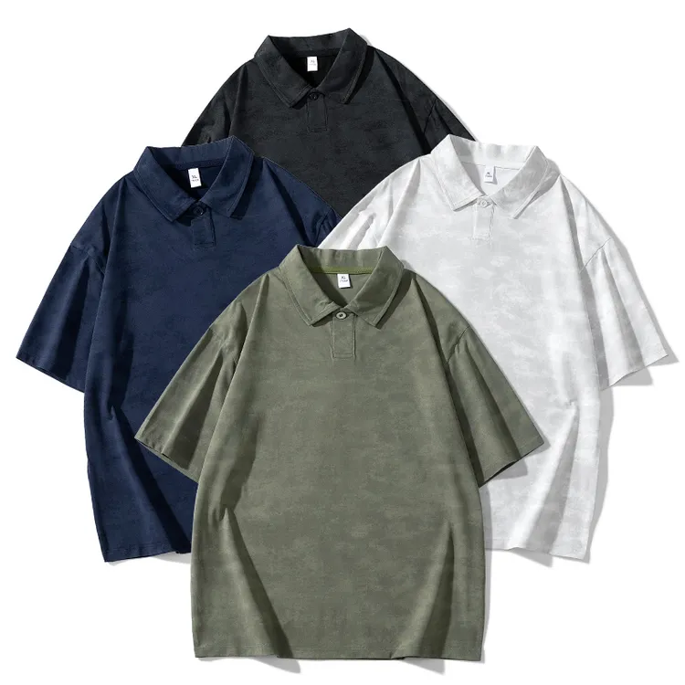 黑色迷彩短袖t恤男2025夏季新款POLO宽松休闲半袖上衣