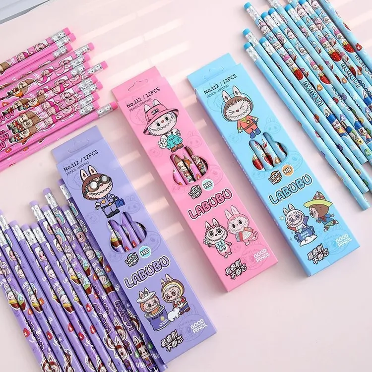 可爱拉布布12支皮头铅笔HB小学生文具动漫周边网红卡通可爱流行