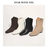 【STAR】两穿～可拆卸靴筒方头简约高级感小众百搭V口长筒靴5cm