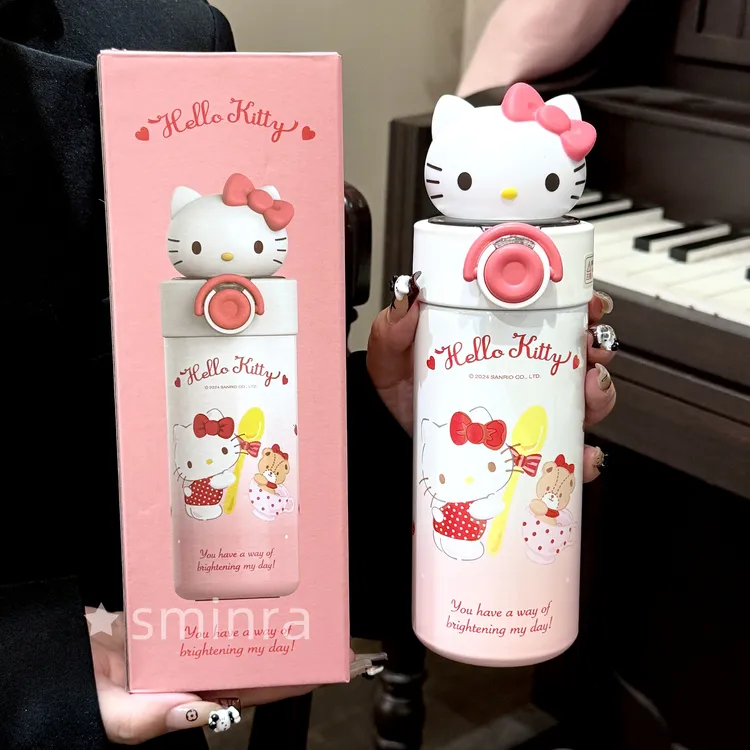 hellokitty联名水杯可爱高颜值吸管水杯女生保温杯学生上学喝水壶