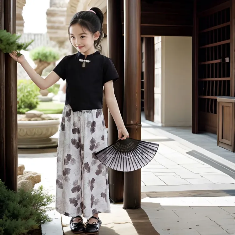 「破价仅今天」2025夏女童汉服套装唐风霓裳两件套童装透气不闷汗