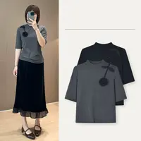 新圆领玫瑰五分袖