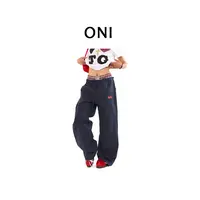  OUNI “ 云栖竹径 “ op** yy ~ 美式辣妹风 拼接双腰头工装裤