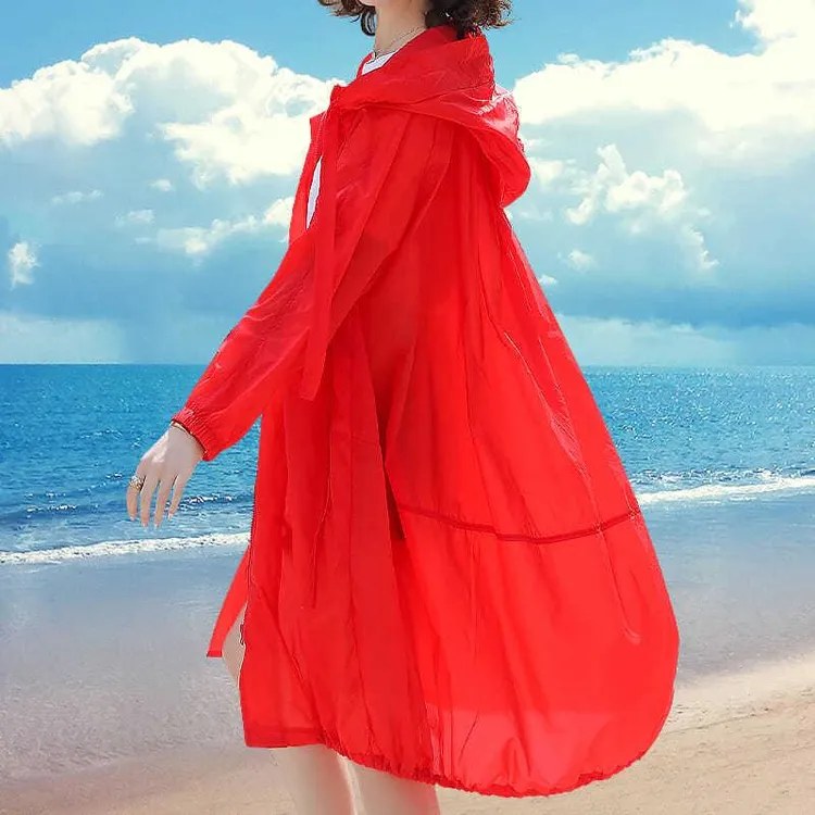 出口防晒衣外套女中长款薄款透气风衣防晒服