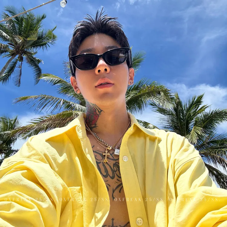 OXFREAK「多巴胺 度假风」芥黄色长袖衬衫男夏季薄款宽松防晒衬衣