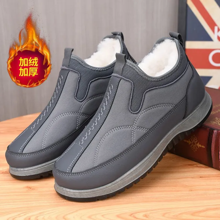 男士时尚雪地靴棉毛软底软面雪地靴雪地靴休闲冬季老人鞋