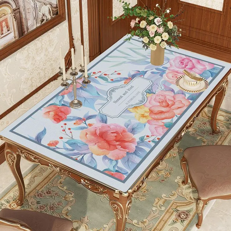 欧式轻奢桌垫皮革硅胶防水防油岩板餐桌垫环保无味可裁剪桌布