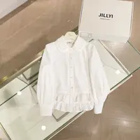 jillyi【月下绮梦】白色波纹下摆公主气质百搭衬衫洋气时尚